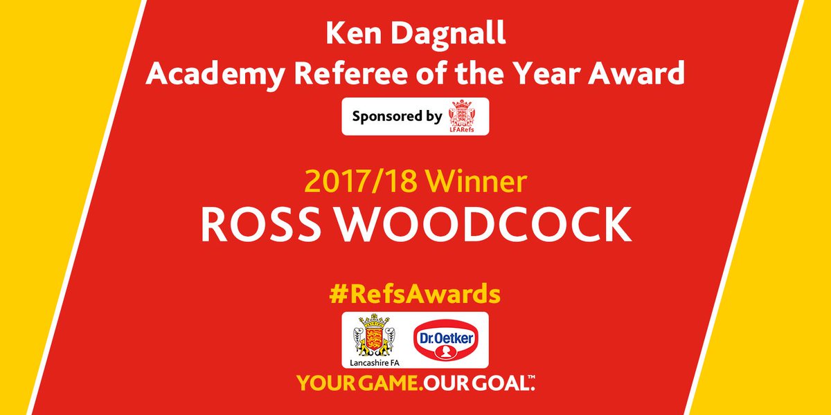 LFARefs's tweet photo. 🏆ACADEMY REFEREE OF THE YEAR🏆

Sponsored by the @LFARefs Department your 2017/18 winner is....

ROSS WOODCOCK

Congratulations Ross! 👏🏼

#RefsAwards https://t.co/CyRySDJntF