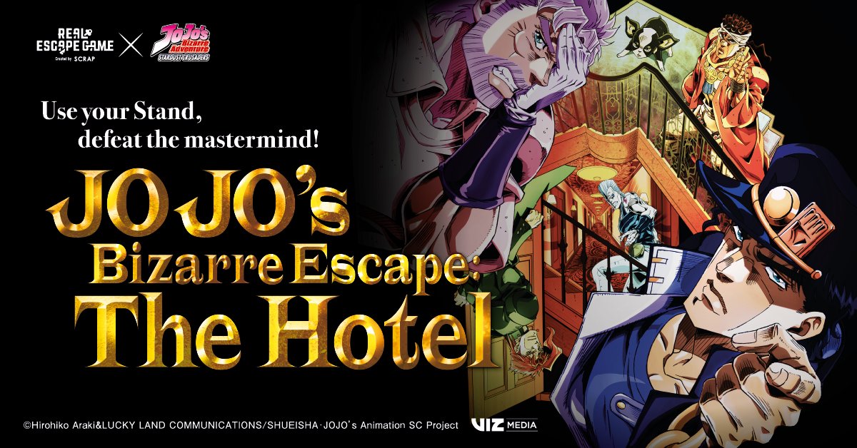 realegame's tweet photo. #JOJOEscape test play tickets on sale now!
For this test-play, a @FanimeCon ticket is NOT required to join.  Tickets are very limited in quantity, book while available!
Keep in mind, merchandise will NOT be available during the test play!
More details at: https://t.co/AvYA6YgMVL https://t.co/JD7X6JazM3