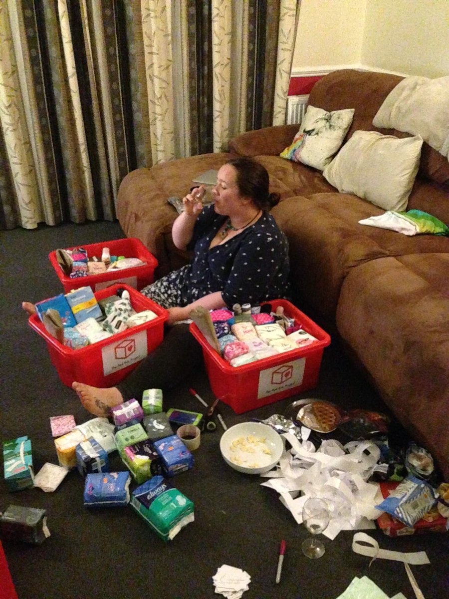 RedBoxEastKent's tweet photo. Friday night on the sofa ended in THREE new boxes being put together! #redboxproject #Periodpoverty #sanpro #tampons #sanitaryproducts @Tampax @Always @Lil_Lets @Sure https://t.co/uPhyBodIQB