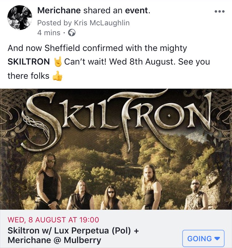Merichane1's tweet photo. Sheffield confirmed now too! We’re now on all U.K. dates for the @Skiltron tour! 🤘 See you there folks #merichane #skiltron #luxperpetua https://t.co/OqvkSRYb2s