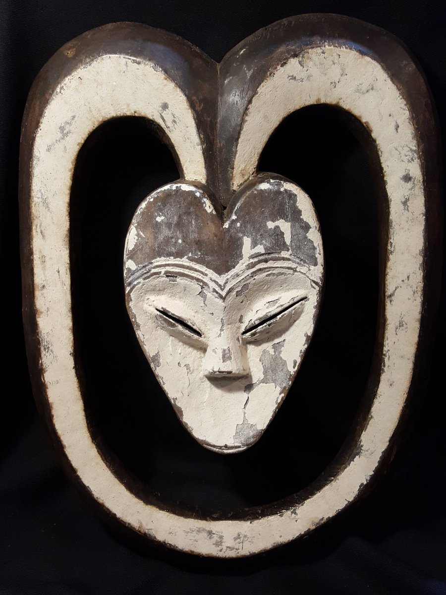 Promote peace and tranquility with this beautiful vintage Kwele mask now available on our #Etsy page. #tribalmask #spiritworld #kwelemask #africanart #forestspirit