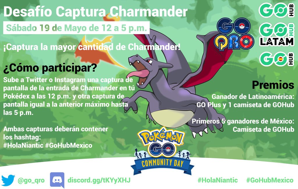 go_qro's tweet photo. No te quedes sin participar en el desafío de Charmander.. aquí les dejamos los requisitos y cómo pueden participar..Que comience el Hype!!! #GoHubLATAM #GoQro #HolaNiantic #PokemonGo #Queretaro #CommunityDay 🇲🇽 #GoHub https://t.co/vBxA4q13Vq