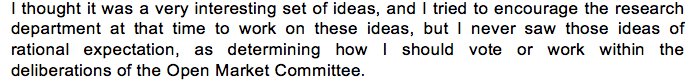 9/ While MacLaury was aware of the implication of Minnesota economists’ ideas for monetary policy, he argued it had never influenced his FOMC votes. For his successor, it was the exact opposite... (cliffhanger)