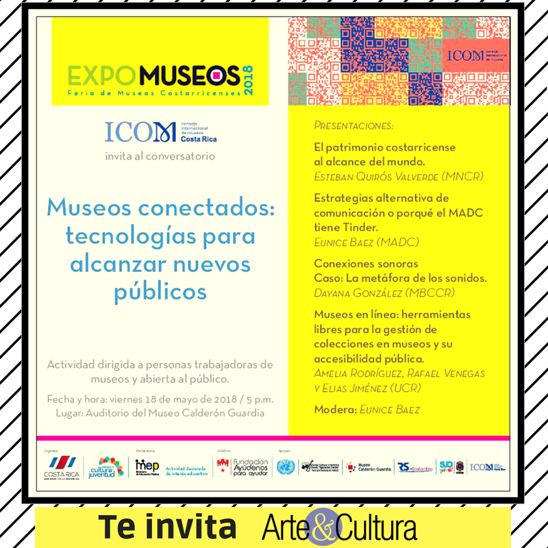 ArteyCulturaCR's tweet photo. Les invitamos a este interesante Conversatorio, organizado en el marco de la #ExpoMuseos #CostaRica a partir de las 5:00 p.m. en el #Museo Calderón Guardia #arte  #cultura  #SanJosé #MuseumDay https://t.co/p0uK0xLJhb