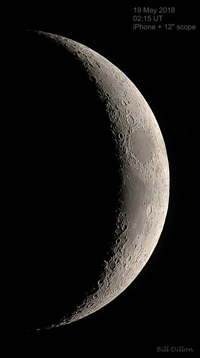 wdillon's tweet photo. Tonight's 18% illuminated #moon.  #moonwatch #astronomy https://t.co/a2uHvdvG2u