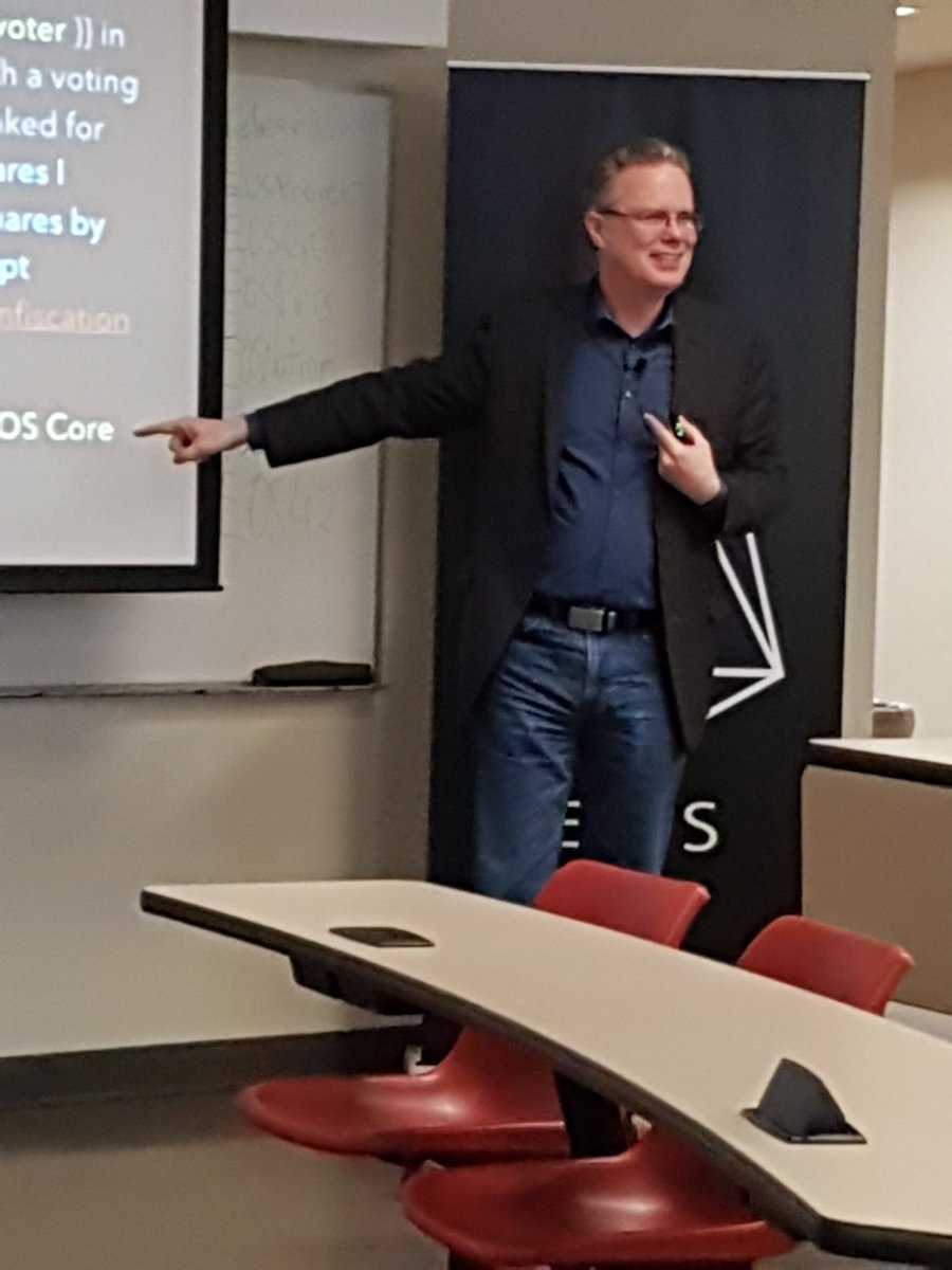 TFelkai's tweet photo. Thomas Cox walking us through a use case example #EOSRyerson @EOS_Nation https://t.co/aWi6s6jKzY