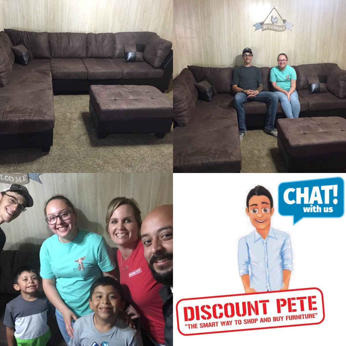 DiscountPete's tweet photo. Happy customer in Victoria, Texas ❗️ Your smile makes us happy! Enjoy your new living room set! Contact Byron Morales &amp; Felicia Ledeay for all your furniture needs! They are awesome! 🌟🌟🌟🌟🌟  #victoria #texas #discountpete https://t.co/3l6P4NQX61 https://t.co/cx9lOh0D6f