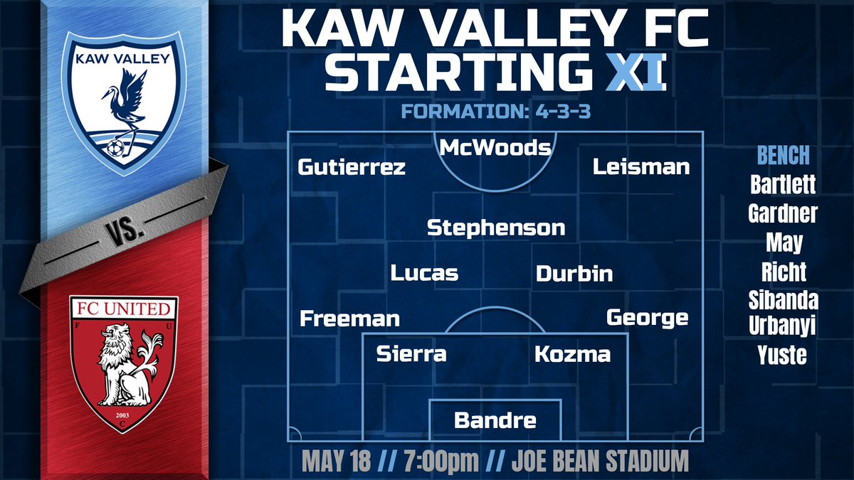 KawValleyFC's tweet photo. The XI for the inaugural match against @FCunitedPDL https://t.co/RpEo5AZU4a