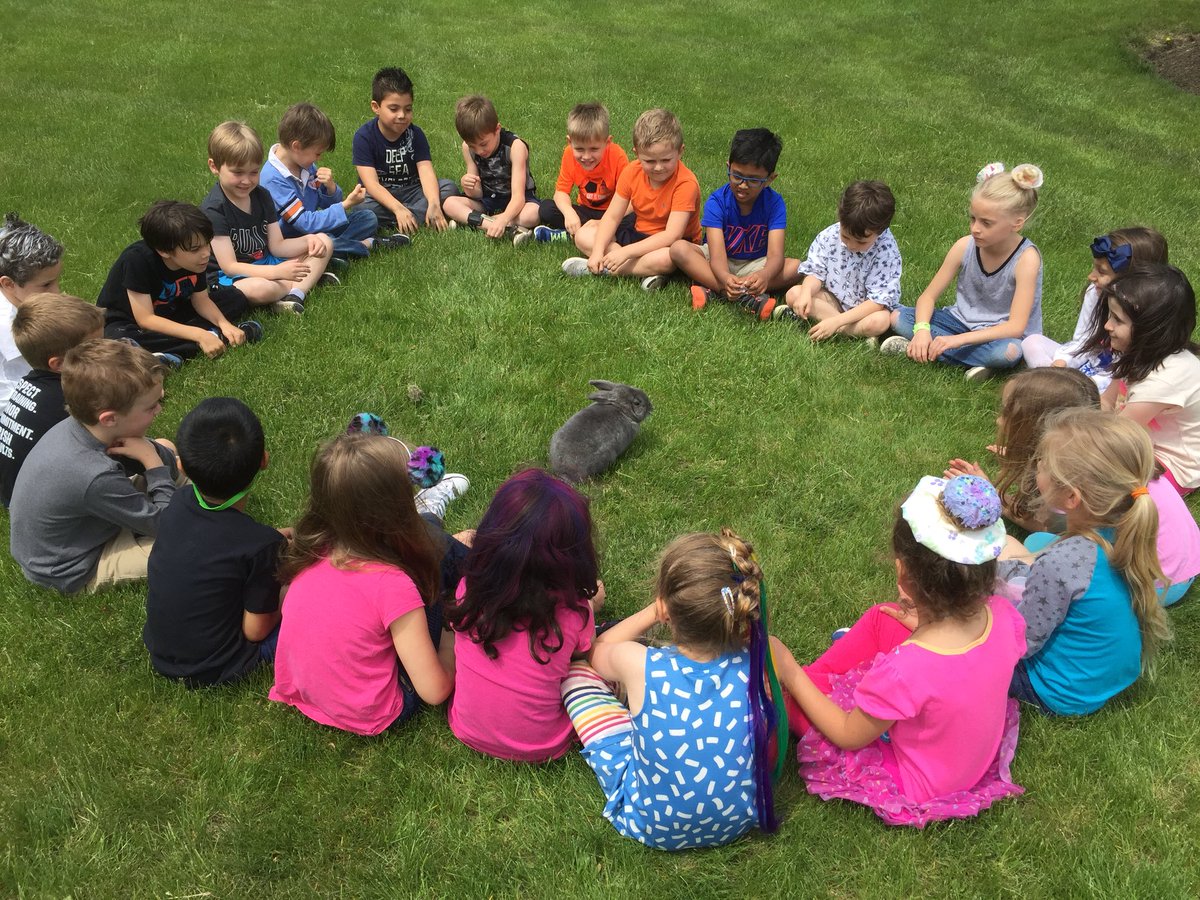MrsSiddonsArt's tweet photo. Last art day + beautiful weather = kindergarten bunny visit outside! #NB1718 @NBSPTO https://t.co/dkYDGHA6aC