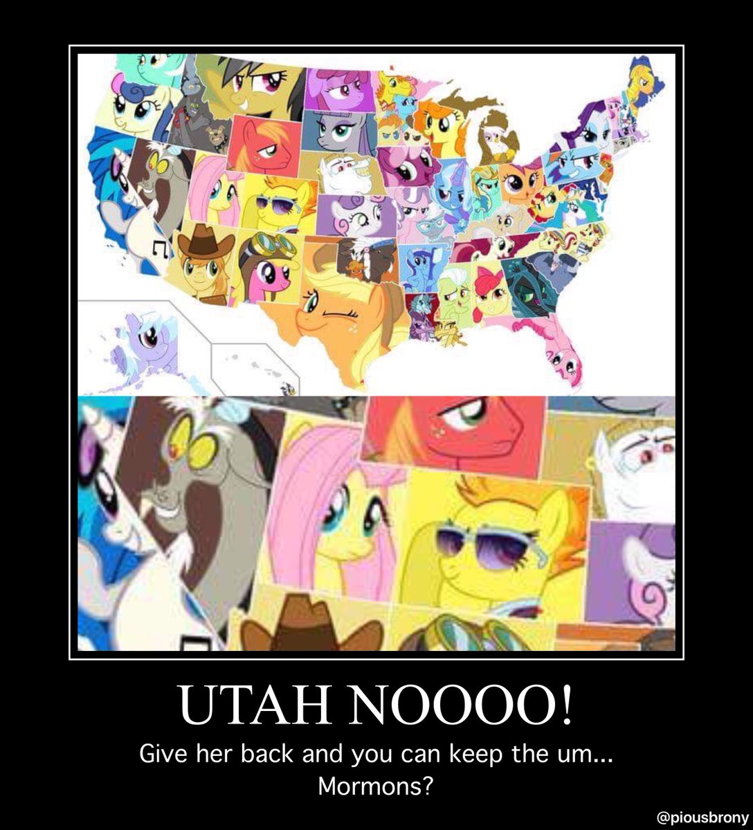 Kalecgos1138's tweet photo. I seriously just googled Utah. It came up deserts, Mormans, and Jazz in that order. (At least you all are allowed music🤔) #Fluttershy #Utah #utahjazz #Brony #bronymemes #Utahmemes #bestpony #seriousJoke https://t.co/1vyiF7PyyG