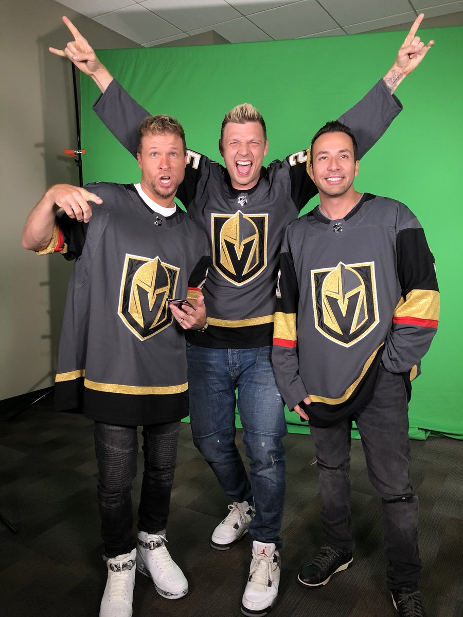 nickcarter's tweet photo. You may see us on tv tonight at the @GoldenKnights game. @backstreetboys #vegasgoldenknights https://t.co/KZpReJX2Gi