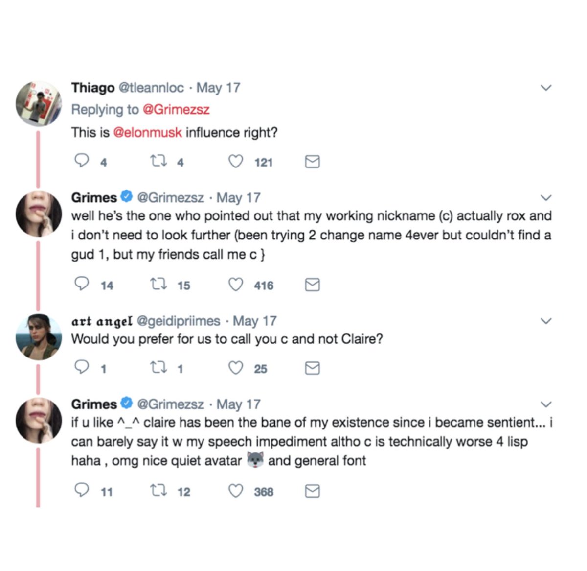 Pigeons Planes Grimes Says Elon Musk Inspired Her To Legally Change Her Name To C Which Stands For Speed Of Light Pigeons Planes Grimes Says Elon Musk Inspired Her To Legally Change Her Name To C Which Stands For Speed Of Light