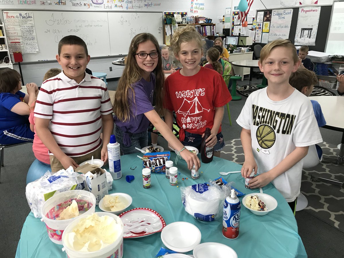 LaurieLarnold's tweet photo. Celebrating mastering all of our multiplication facts to 12 with an ice cream party @NorthElem1 #WCSVision https://t.co/frV5OxPcfW