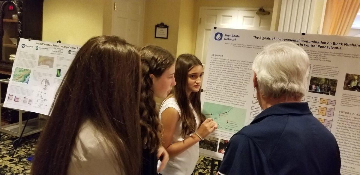 TeenShaleNet's tweet photo. Presented our findings at the #ShaleNetwork conference today.  @StateCollegeSD @StateCollegeHS @PSUEarth @BrantleyPSU @zanolith https://t.co/sYSbU2ZxSm