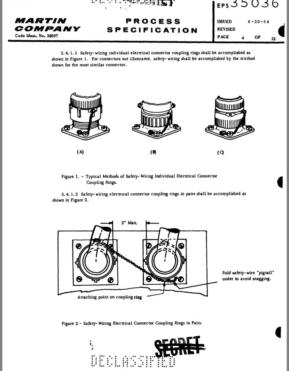 Casillic's tweet photo. Safety wire or lock wire details from the Martin Company
#aerospace #safety #lockwire #aviation https://t.co/4MD2YHFmI8