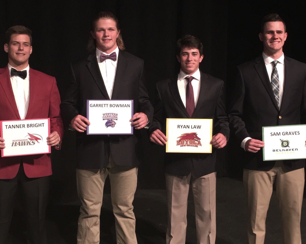 AthEliteNation's tweet image. 4 of our ATHLETES from ARAB receiving SCHOLARSHIPS. CONGRATS TO Garrett Bowman, Football- Western Carolina / Tanner Bright, Football- Huntingdon College / Sam Graves, Basketball- Belhaven University / Ryan Law, Baseball- Loyola University New Orleans #CREELS #AthEliteNation