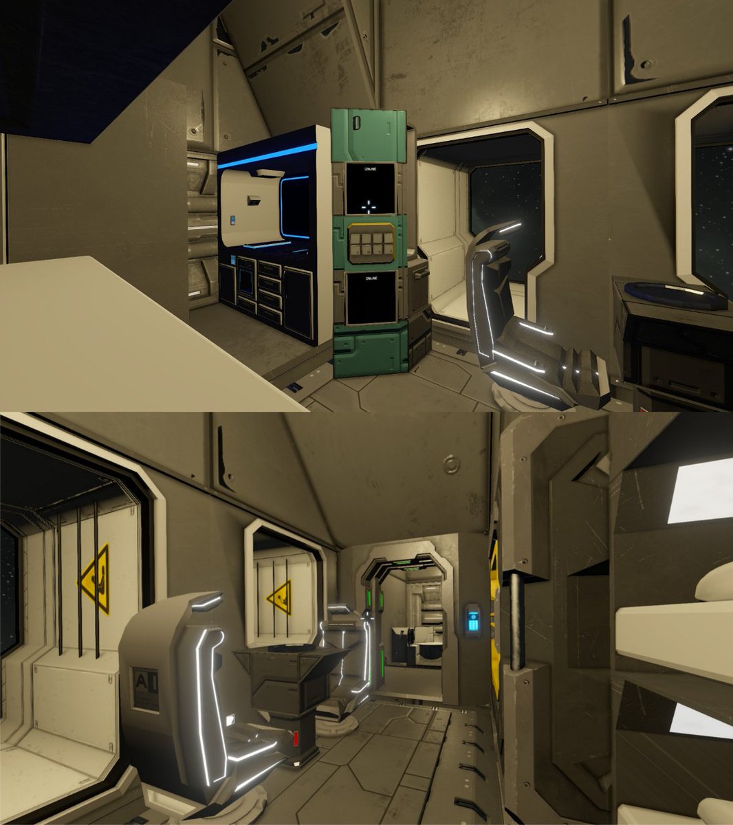 CaptPatrick01's tweet image. #SpaceEngineers #SomethingRandom Enjoy this mock-up of a particularly claustrophobic basic crew cabin of an Anubis class Heavy Escort Frigate. May make more mockups in the future when I feel I have time and motivation... And may not use only SE for this...