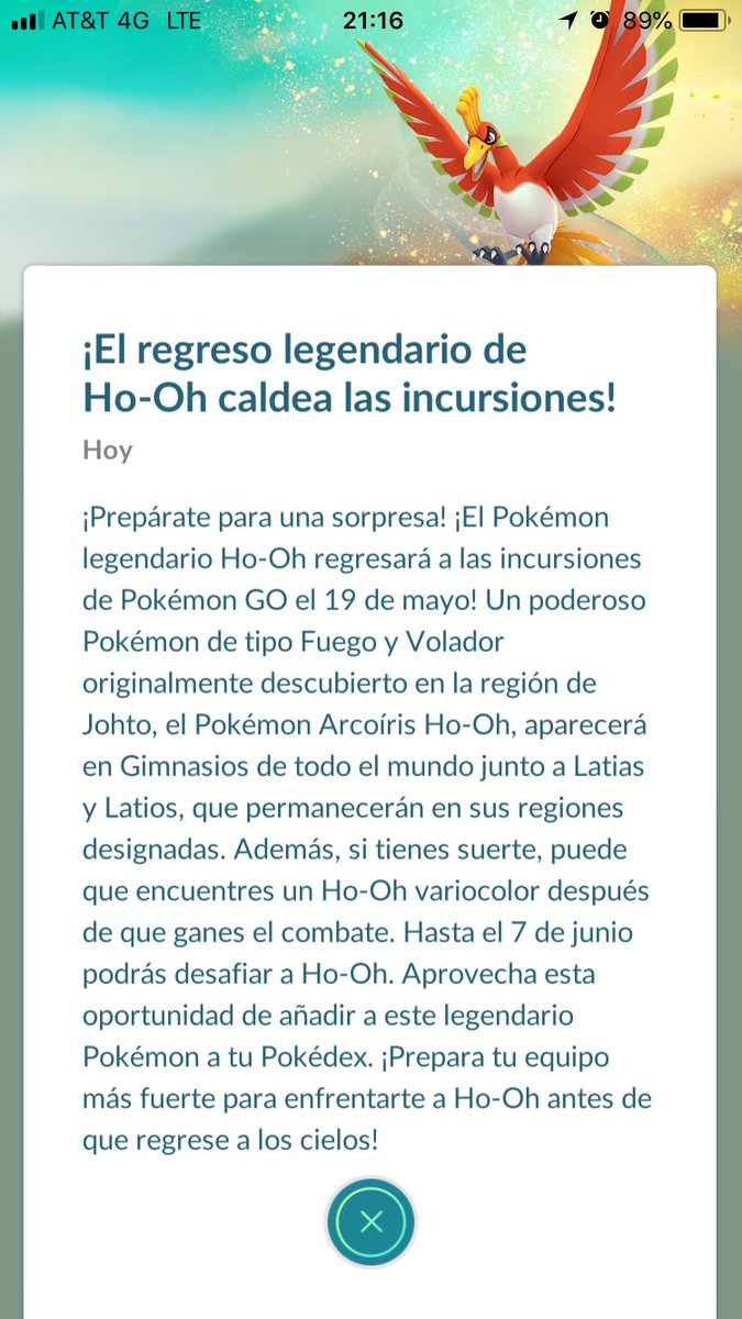 EscSquirtleMx's tweet photo. Entrenadors! El regreso de Ho-Oh será a partir del 19 de mayo al 7 de junio! tendremos la oportunidad de tenerlo en versión Shiny! #PokemonGO #IncursionesCDMX https://t.co/WDS3am0A3d