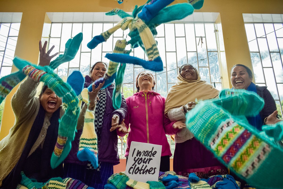 Fashion Revolution Week might be over but let's keep engaged with the movement to fight for the best for the women who need it most! We love our sock artisans &amp; it's incredible to see them line up in droves for the chance to knit #fazlsocks for fair wages. #handmade #fashrev