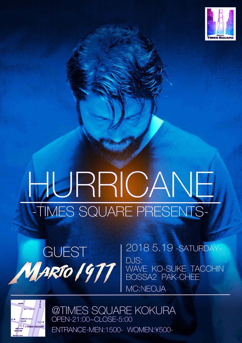 djtacchin's tweet photo. 今夜はTimes Square📍で
💥Hurricane💥

GUESTにMARIO1977さん❗️
お近くの方は是非っ🙌 https://t.co/0cUxMGUwvm