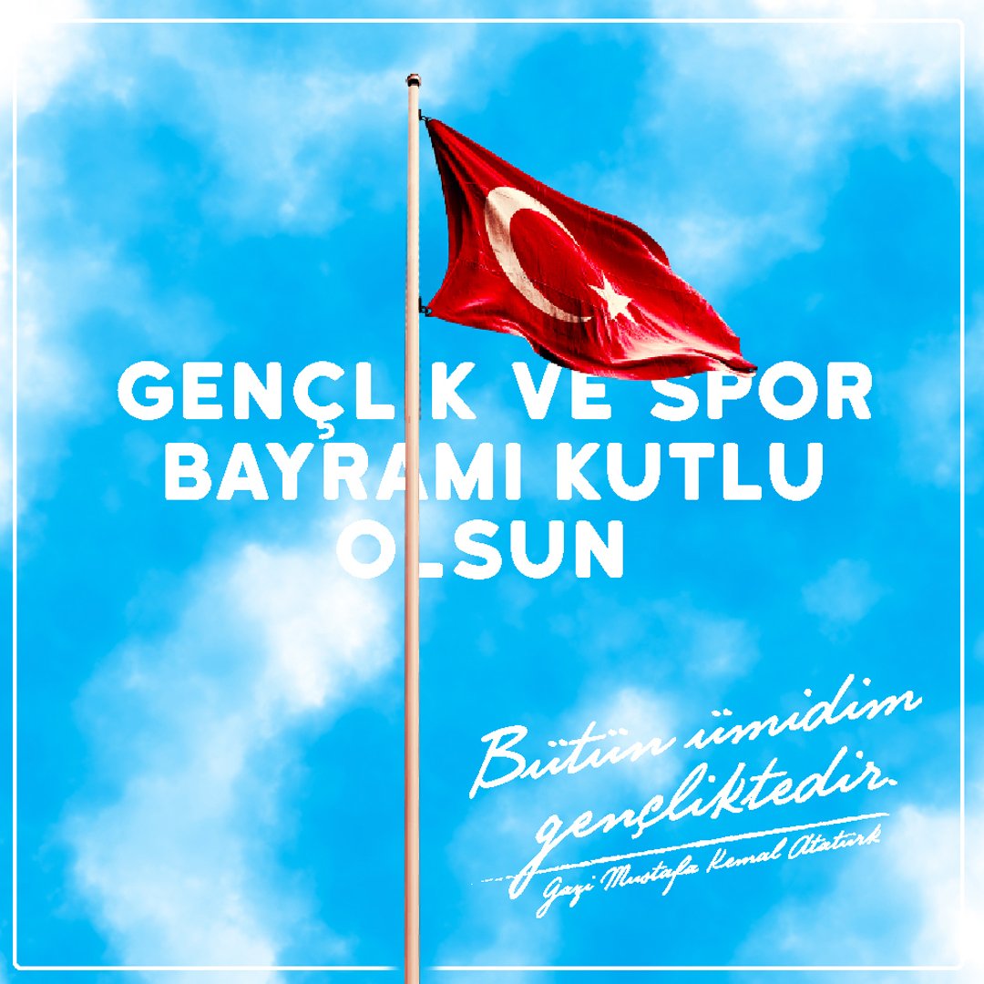 19 Mayıs Atatürk'ü Anma Gençlik ve Spor Bayramımız Kutlu Olsun.
.
#19mayıs #gençlikbayramı