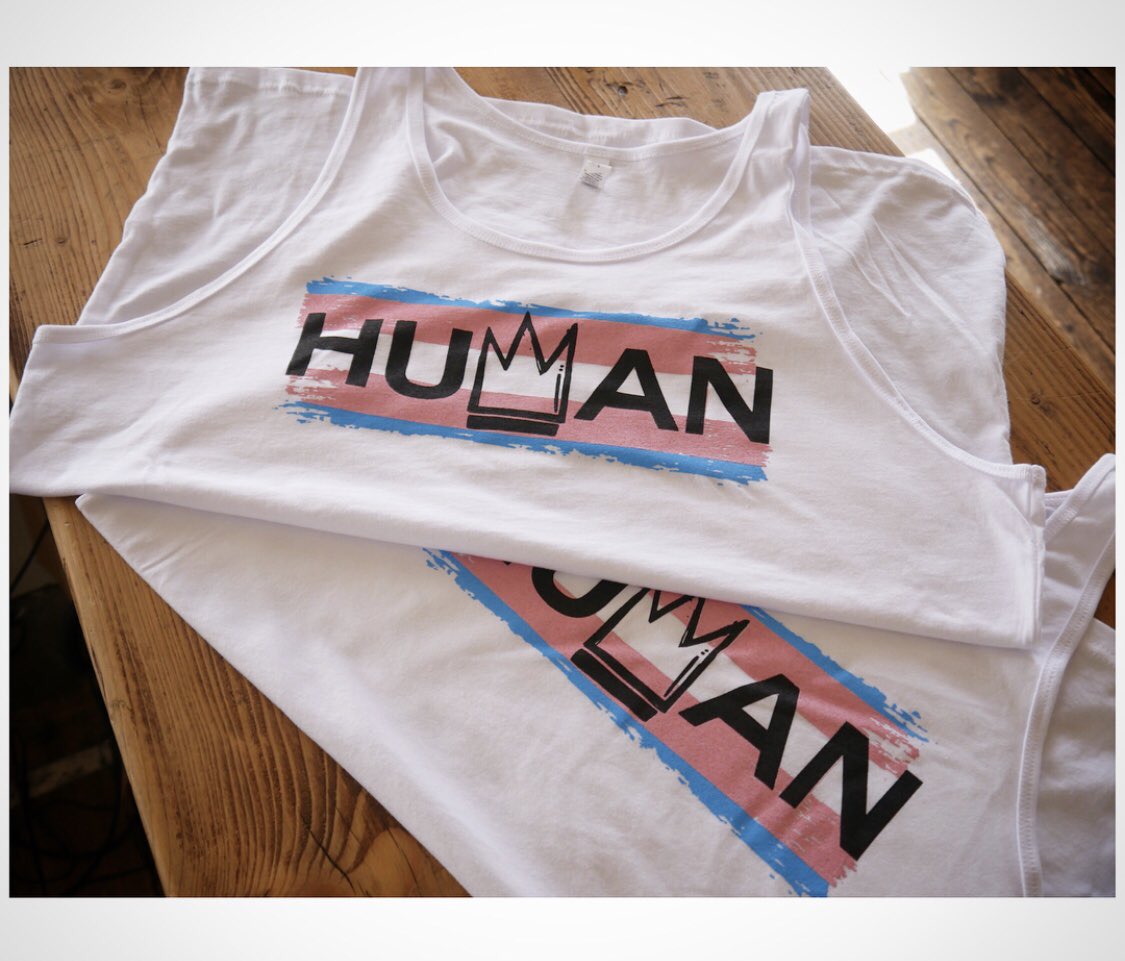 HUMAN tshirts availble now at playdead. Every tshirt sold goes towards Samos transition. Let’s stand together 🏳️‍🌈💙💓 #TransIsBeautiful