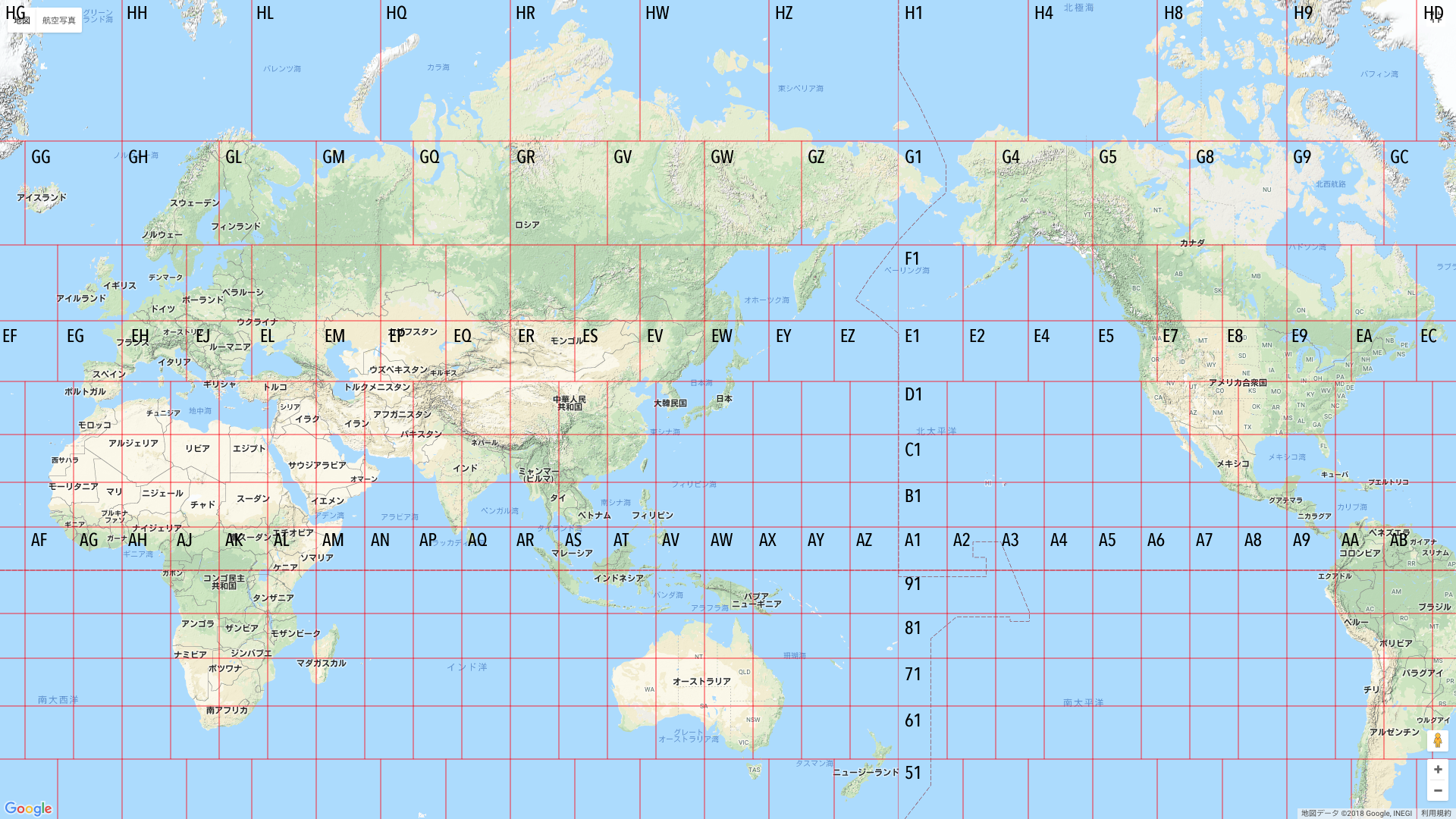 白湯さゆぬ 地球の大円は約四万キロメートルで 赤道から北極までは約一万キロメートル 個々の正方形は辺の長さがその九等分なので 約 1111 キロメートル このままだとキリの悪い値だけど 以降の分割は 32 等分だから 二度分割すると 1024 段々 1 0 に
