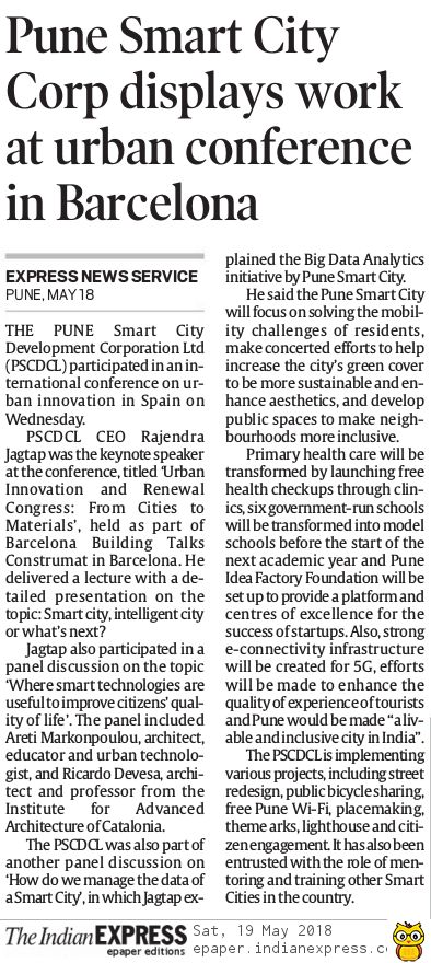 #Pune #SmartCity presents itself at a #global platform in #BBTalks in #Barcelona. #CEO @JAGTAPRAJ throws light on #SmartCityProjects.