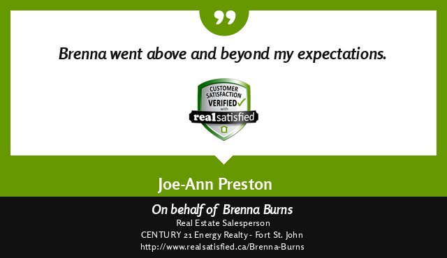FSJRealtor's tweet image. Who wouldn’t be honored by a recommendation like this?  realsatisfied.ca/Brenna-Burns via @realsatisfied