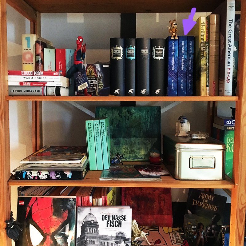 SuHalcon's tweet photo. My author's copies arrived and look so gorgeous in my bookshelf side by side with my favorite book(s) #Otherland by #TadWilliams (look for the purple arrow^^) ๐๐๐๐
#crystaltransfer #sciencefantasy #trilogy #suhalcon #amazon #kindle #myownbooks #isproud ๐ฆ๐ฝ https://t.co/rQagYAYOlY