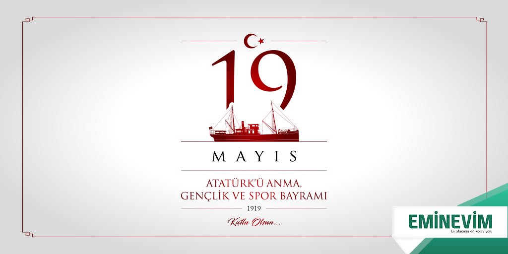 eminevim's tweet photo. 19 Mayıs Atatürk’ü Anma, Gençlik ve Spor Bayramı’nız kutlu olsun! Eminevim olarak geleceğimizin, gençlerin elinde olduğunu biliyor, tüm gençlere parlak bir gelecek diliyoruz. #19Mayıs1919 https://t.co/1Nd7da1sE5