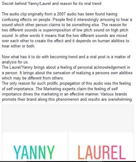 softians's tweet photo. Marketing strategy to learn from Laurel/Yanny
#laurelyanny #yannylaurel #laurelandyanny #yannyorlaurel #Trending #LaurelorYanni #Marketing #MarketingStrategy https://t.co/x5lPlWmVMT