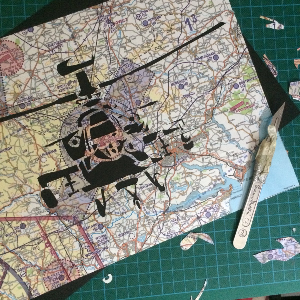 PaperHill's tweet photo. Huge Congratulations to the happy couple! #RoyalWedding 

Currently working on this Apache over Wattisham Papercut. Who thinks there’ll be an Apache flypast later 

#marryingapilot #gottobedone https://t.co/wXG5LAzLin
