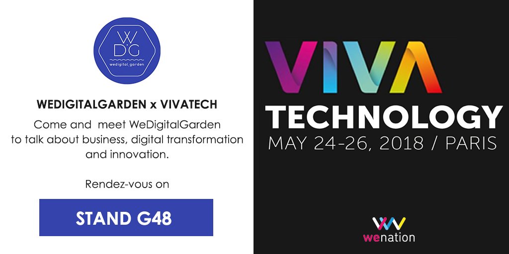 .<a href="/WeDigitalGardn/">WeDigitalGarden</a> will be attending the <a href="/VivaTech/">VivaTech</a> conference alongside the <a href="/Wenation_/">Wenation</a> community on May 24, 25 and 26. Come and meet us! Talks, demonstrations and conferences will be happening on our stand. RDV on stand G48 to discover the full program. I #Innovation #Vivatech
