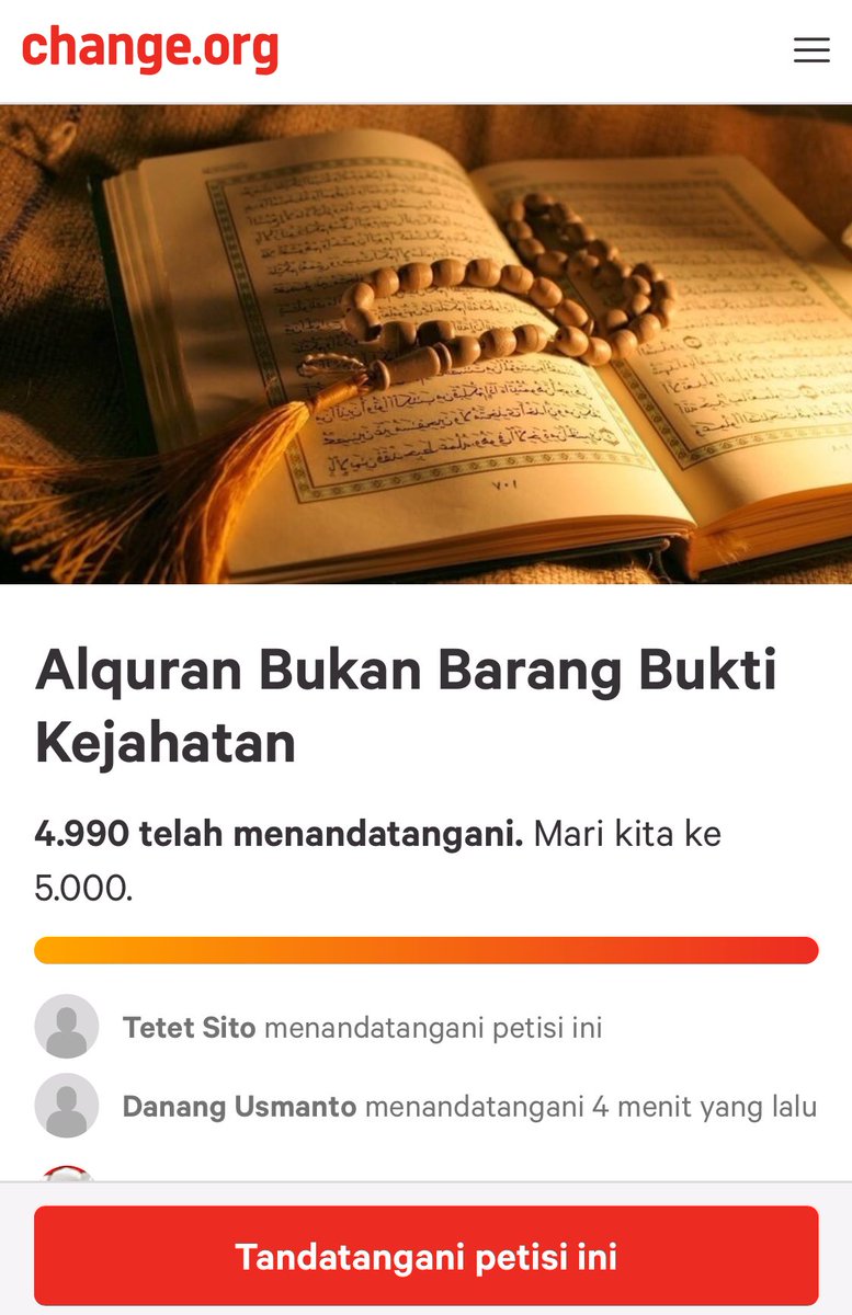 Mari hidup bertoleransi, tdk ada satu kitab agamapun yg boleh dijadikan barang bukti kriminal. td tangani petisi ini chn.ge/2rTaqX6