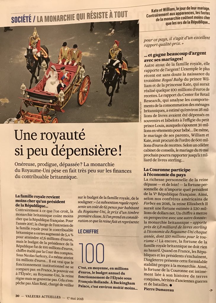 AimonsNotrePays's tweet photo. Le choc du matin ! Le budget de fonctionnement de l’Elysée est le double de celui de Buckingham Palace ! #RoyalWedding via @Valeurs https://t.co/JPsdhsJgmZ