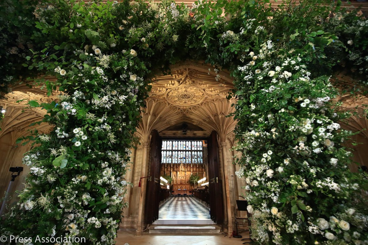 Flowers adorn the walls of St George's Chapel at Windsor Castle ahead of the wedding of Prince Harry and Ms. Meghan Markle #RoyalWedding