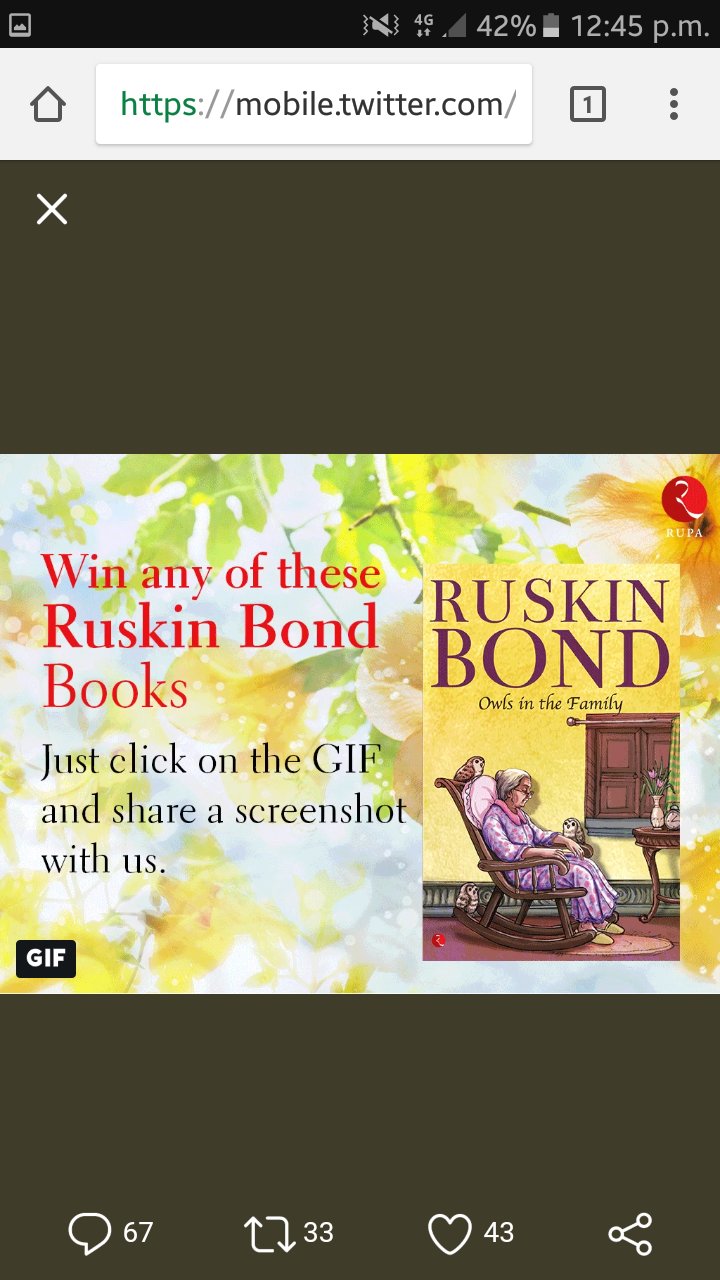  Happy Birthday Ruskin Bond. I captured this one and would love to read it. 