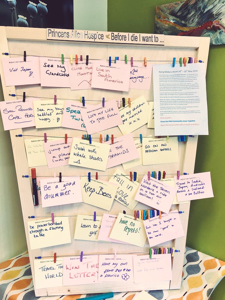 Our #beforeidie boards had been doing the rounds this week @PAHospice for #dyingawarenessweek so important to talk about what is meaningful to us all before we die ❤️ #openconversations