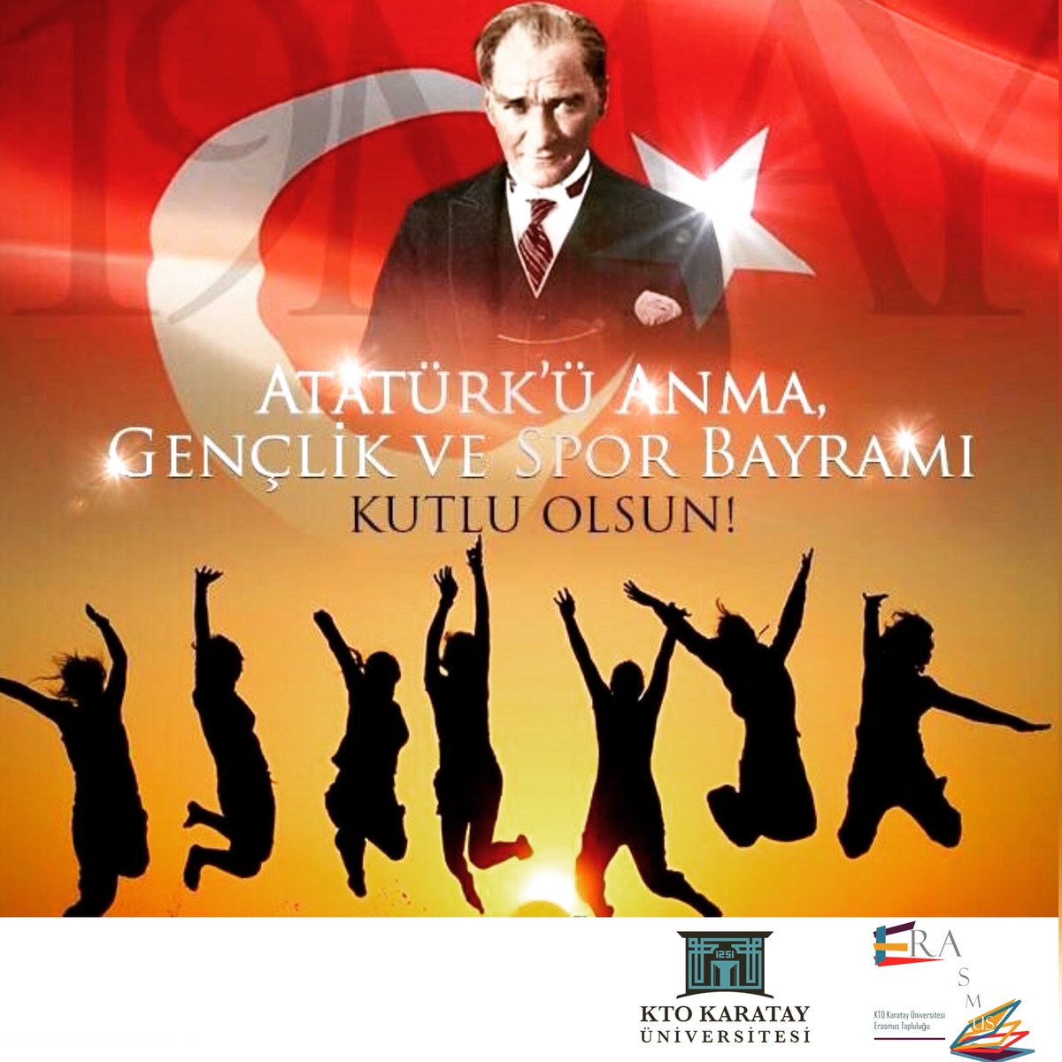 KTOErasmus's tweet photo. 19 Mayıs Atatürk’ü Anma, Gençlik ve Spor Bayramımız kutlu olsun. @KTOKarataySKS @ktokaratay @bayramsade #karatayüniversitesi #ktoerasmustoplulugu #erasmuskaratay #erasmuskto #karatayerasmus #erasmus #erasmuslife #erasmus2017 #erasmus2018 #19may1919 #19mayıs1919 https://t.co/L51r1WsTo7