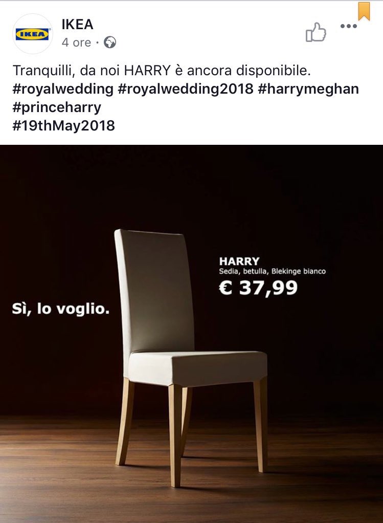 mar_tina5's tweet photo. IKEA HA VINTO TUTTO #RoyalWedding https://t.co/F2KwCg6IEf