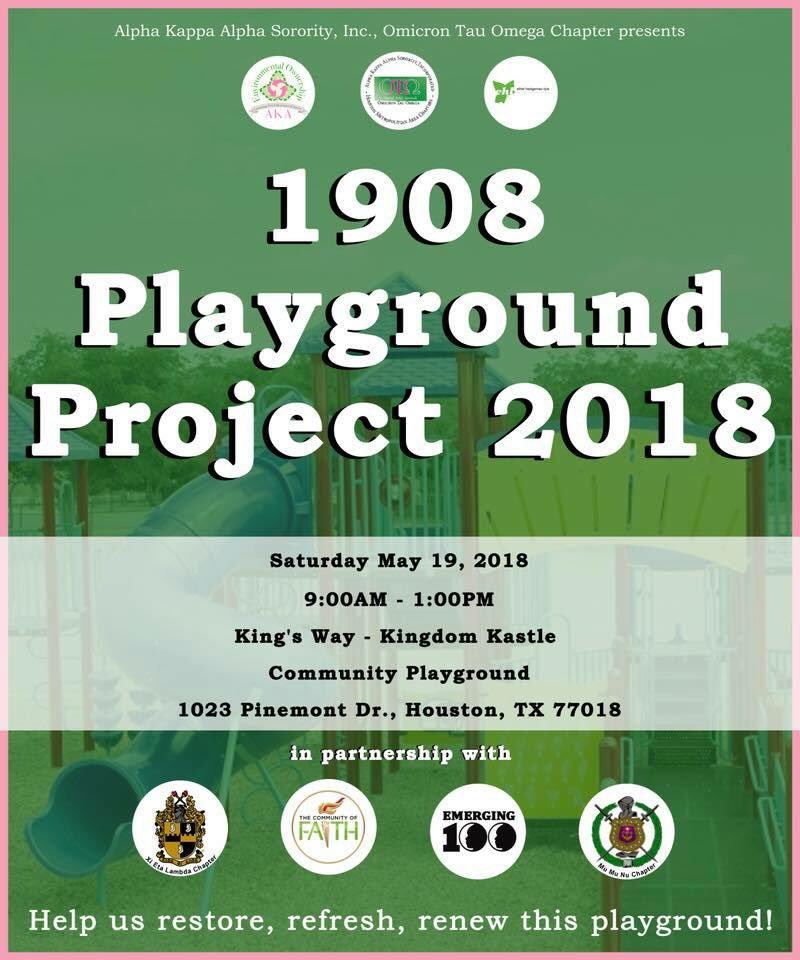 OmicronTauOmega's tweet photo. Today is 1908 Playground Mobilization Day! Join with a local chapter of Alpha Kappa Alpha Sorority to restore, renew, and refresh a community playground or recreational play place in your local area. #AKA1908 #AKAImpact Day #AKA29Moments #omicrontauomega #sensationalsouthcentral https://t.co/iHkQU6CaSu