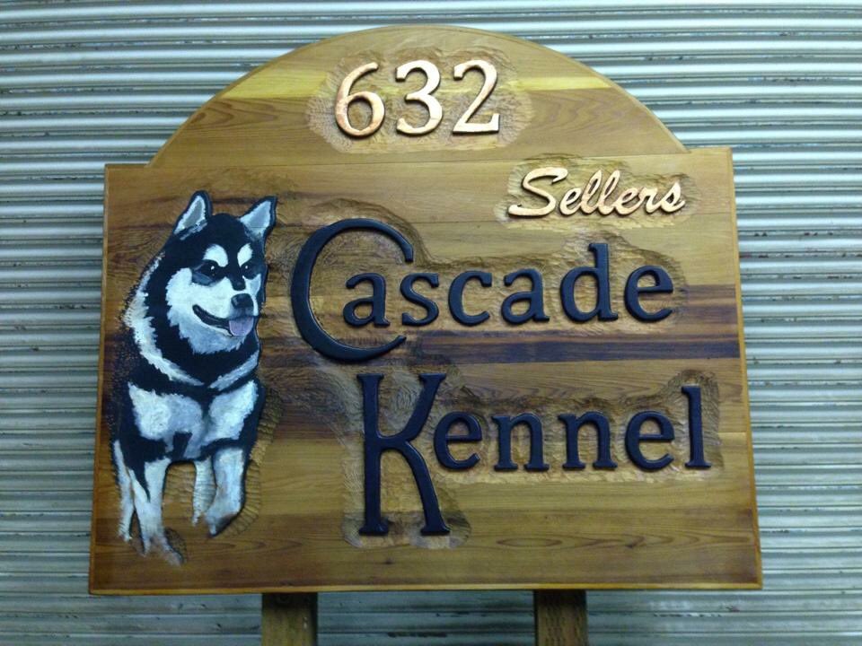 s_signed's tweet image. Cascade Kennel Carved Cedar Business sign.