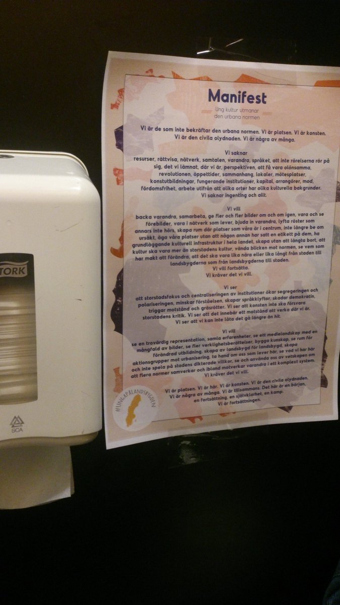 "Vi vill skapa utan att längta bort" 
Ge oss din favorit-rad ur manifestet! #Landsbygdsriksdagen #toakupp #urbannorm