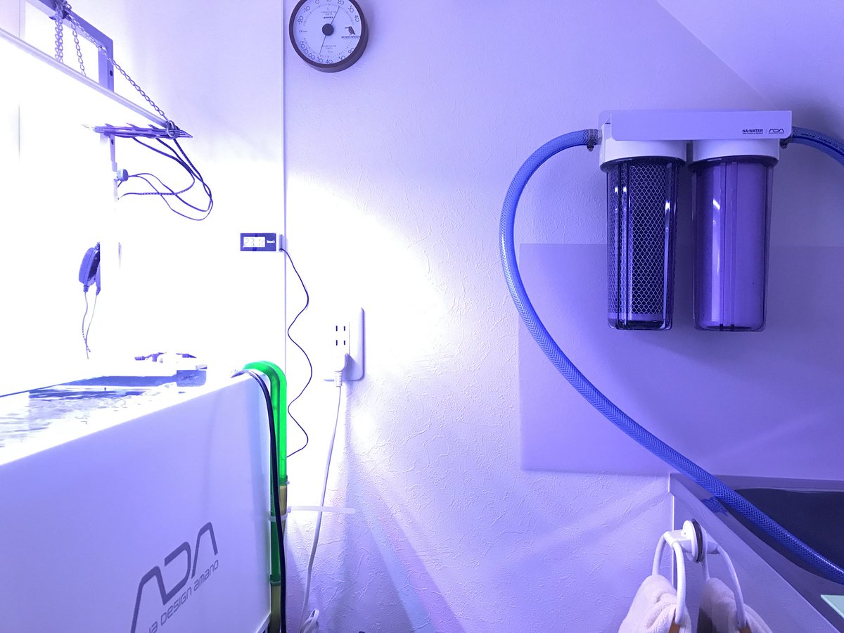 有 堀モータース ゴールデンウィークから始めた新規水槽立ち上げ 足りなかった役者が全て揃いました 一応完成です Naウォーターで水換えがだいぶ楽になります Ada ネイチャーアクアリウム ライトスクリーン Naウォーター