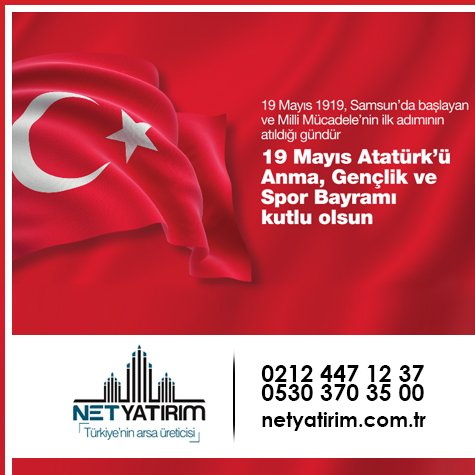 19 Mayıs Atatürk'ü Anma, Gençlik ve Spor Bayramı Kutlu Olsun.
#19Mayıs #19Mayıs1919 #gençlikvesporbayramı