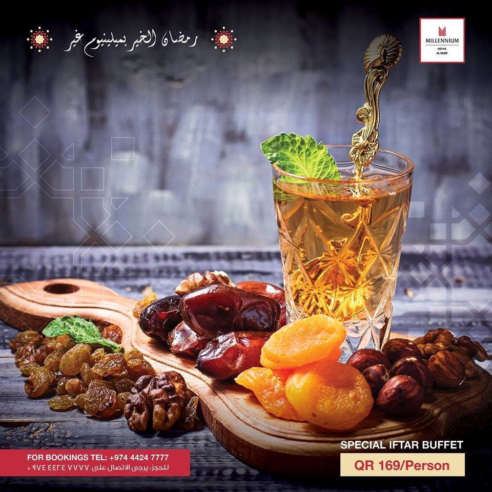 qatarmenus's tweet photo. Grab The Most Traditional Arabic And International Delicacies From Millennium Hotel Doha.. Special Iftar Buffet At 169/Person With Special Booking And Reservation Too... #QatarEats #FoodLovers #MyDoha #Qatar #Tasty #Yummy #TastyFood #Iftar2018 #ramadan2018 #qatarramadan https://t.co/QV6l1zYBPY