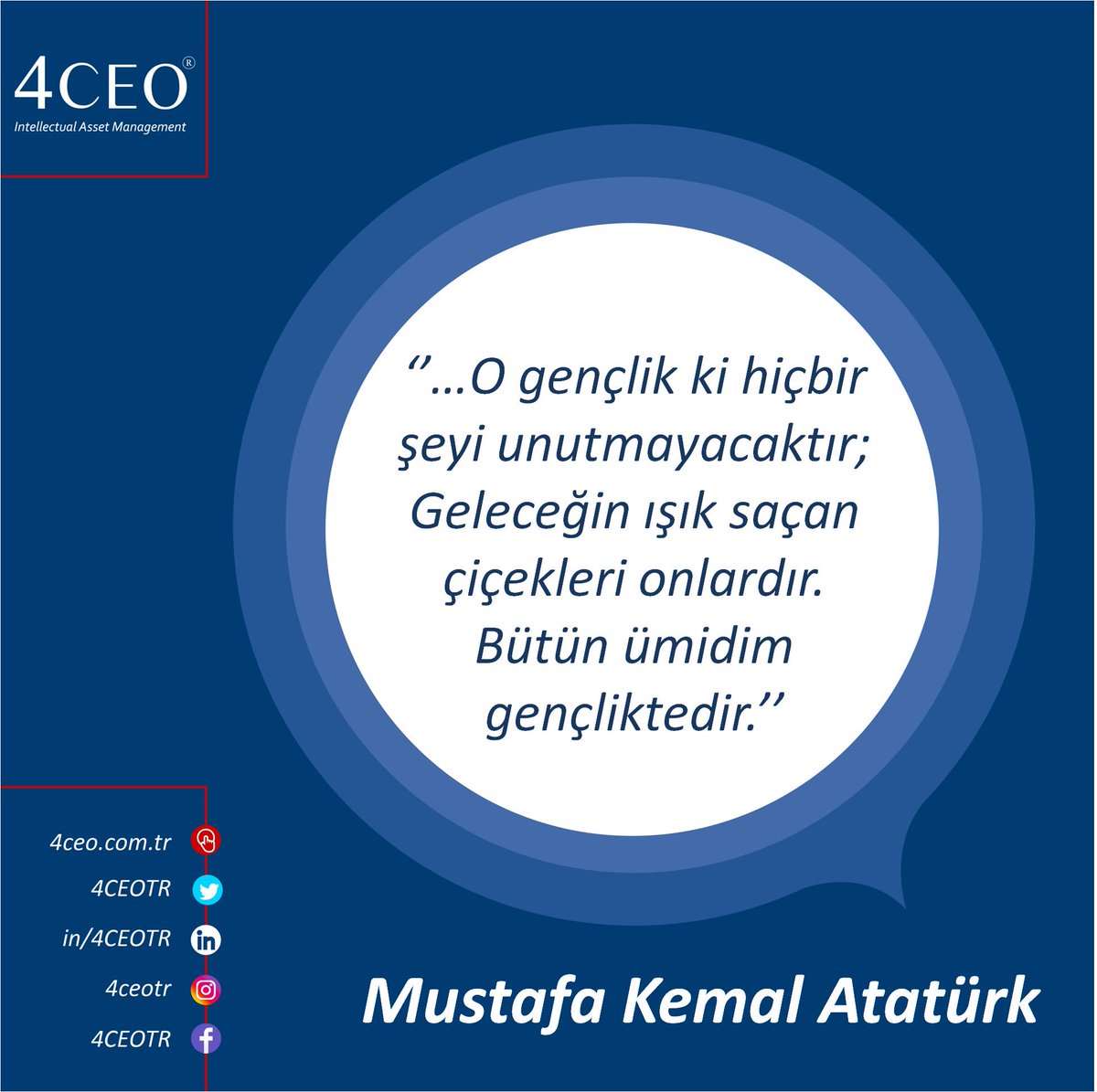4CEOTR's tweet photo. 19 Mayıs Atatürk’ü Anma Gençlik ve Spor Bayramımız kutlu olsun! #4CEO #19Mayıs1919 https://t.co/Oi7RPFsjig