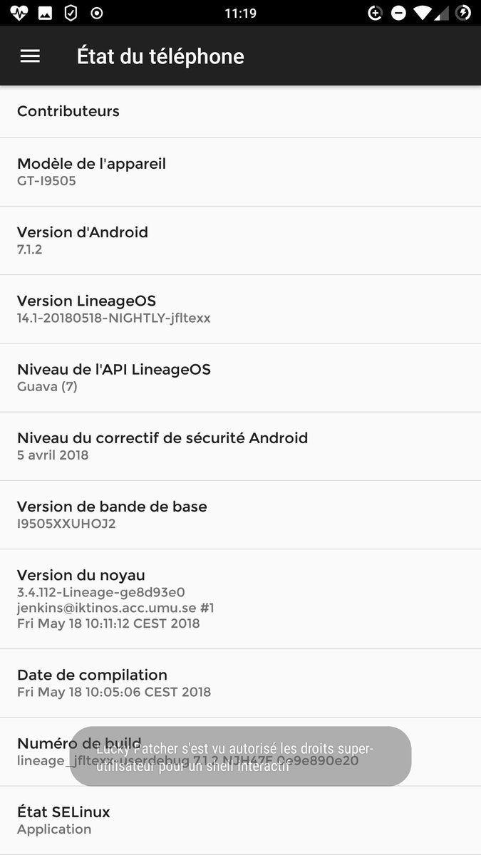 OunafFanou's tweet image. @LineageosRom 🤘
#LineageOS 
#Nougat 
#RomManager 
#RootCheck 
#TWRP 
#GalaxyS4