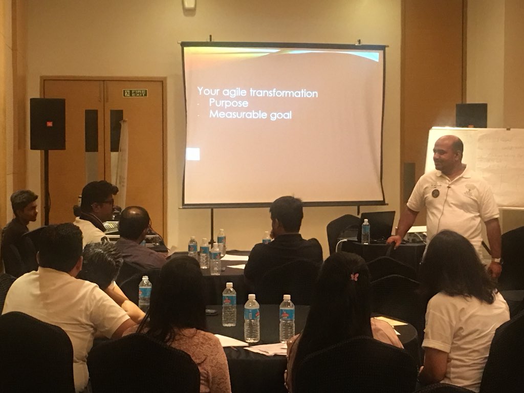 LearningMudra's tweet photo. What are the purposes and measurable goals of your enterprise level #AgileTransformation ? #Agile #FoodForThought With @nileshrk1 #APGI2018 @Kunalatm @gulatipooja https://t.co/pq6QKICkF2